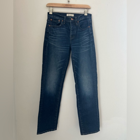 Madewell Women's Dark Blue Straight Jeans Button Fly - Picture 1 of 10